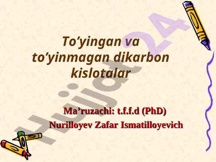Dikarbon kislotalar va ularning kimyoviy xossalari
