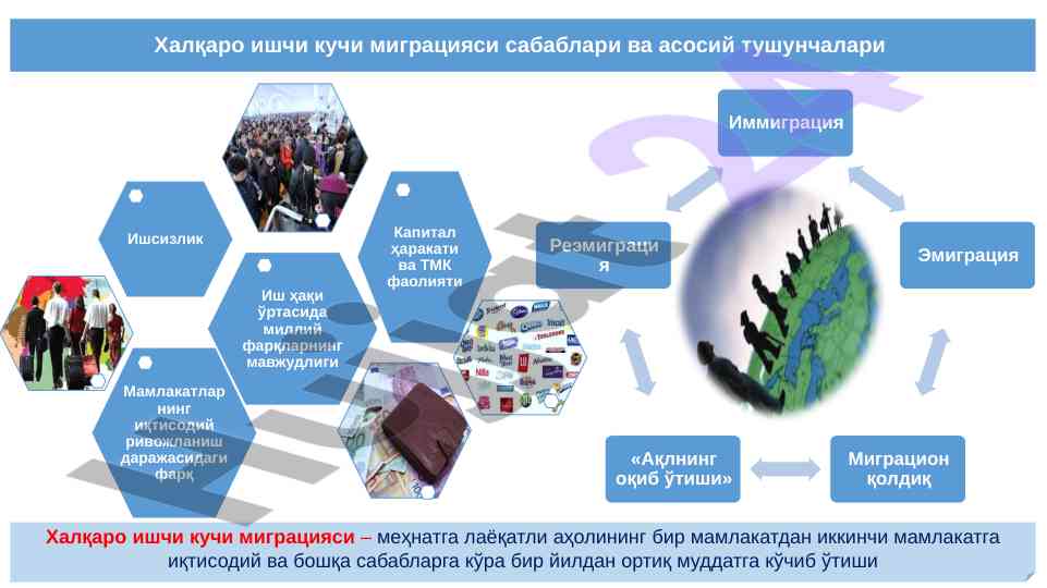 Халқаро ишчи кучи миграцияси сабаблари тушунчалари