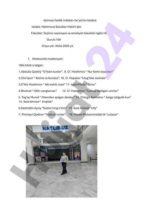 Ijtimoiy faollik indeksi bo'yicha hisobot