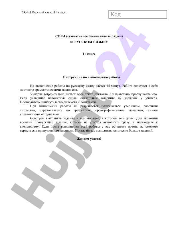 Сор-1 русский язык 11 класс инструкция по выполнению