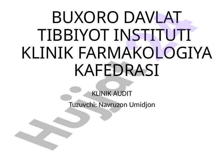 Klinik audit bemorlar haqida ma'lumotlar