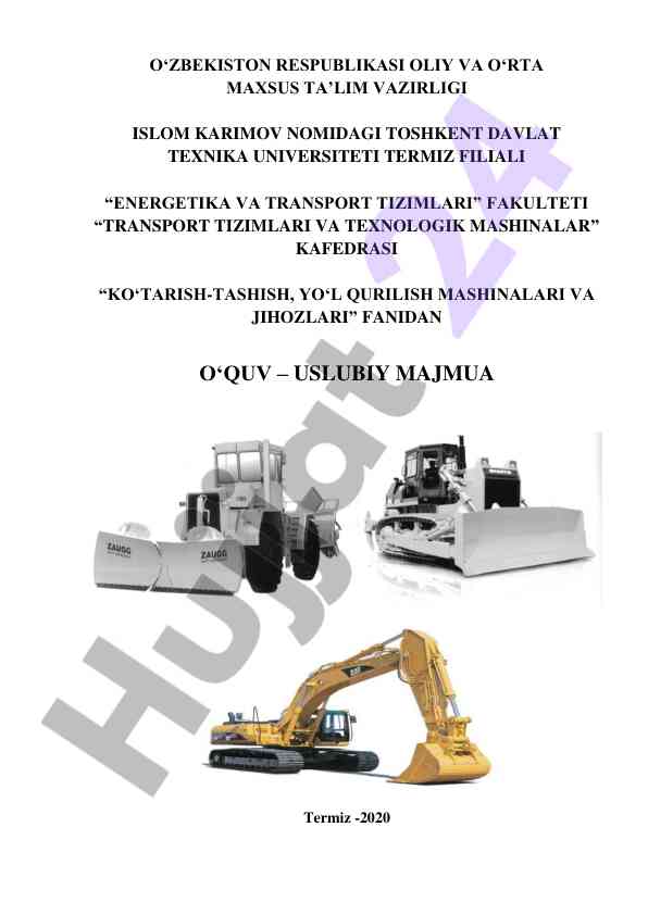 O‘quv-uslubiy majmua transport tizimlari va mashinalar