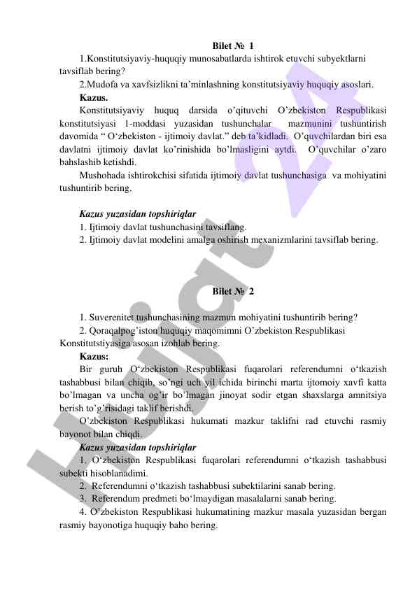 Konstitutsiyaviy huquqiy asoslar va ijtimoiy davlat