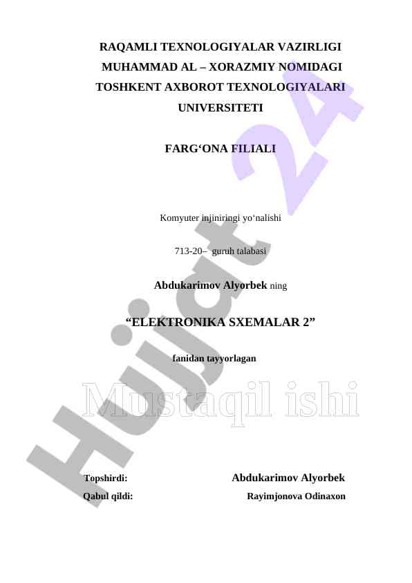 Asosiy tushunchalar elektr zanjirlarini o‘rganish