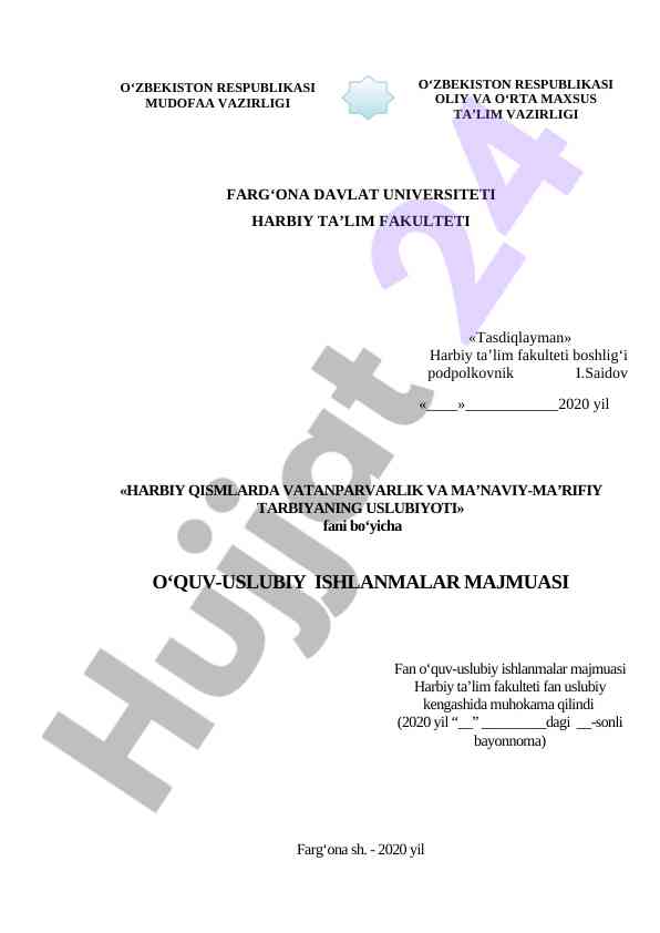Harbiy qismlarda vatanparvarlik usullari uslubi