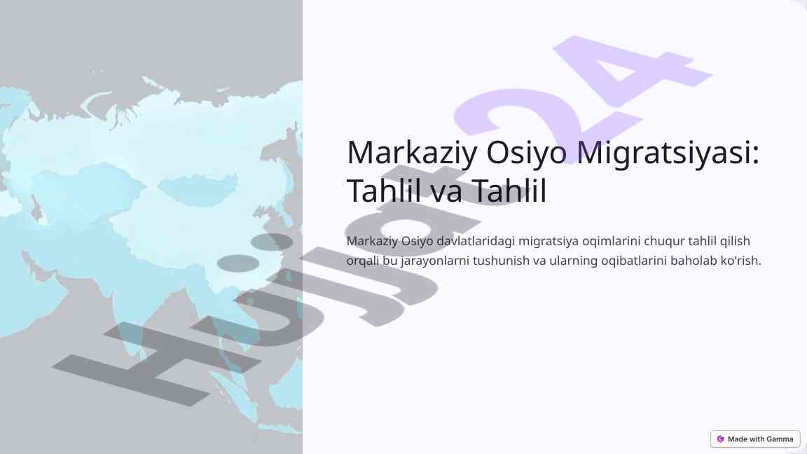 Markaziy osiyo migratsiyasi tahlili va natijalari