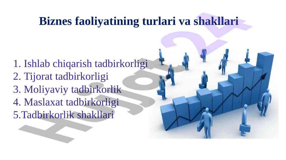 Biznes faoliyatining turlari va shakllari