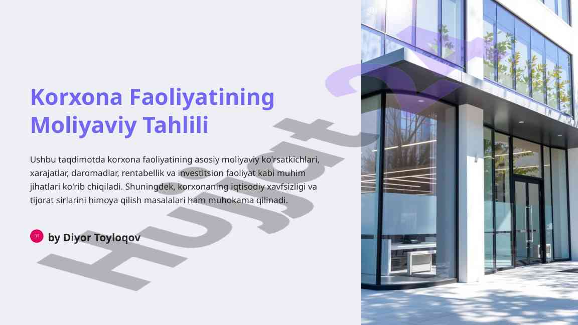 Korxona faoliyatining moliyaviy tahlili taqdimoti