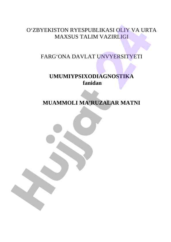 Umumiy Psixodiagnostika Muhammasi