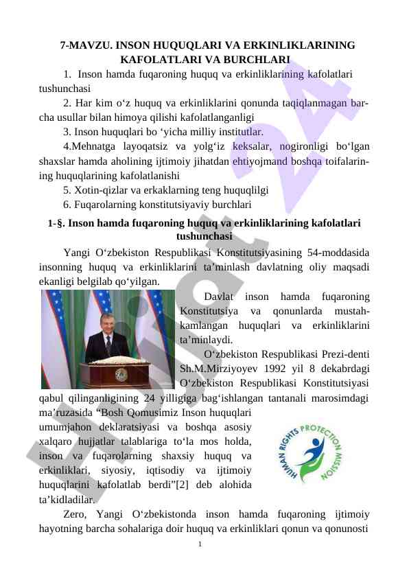 Inson huquqlari va erkinliklarning kafolatlari