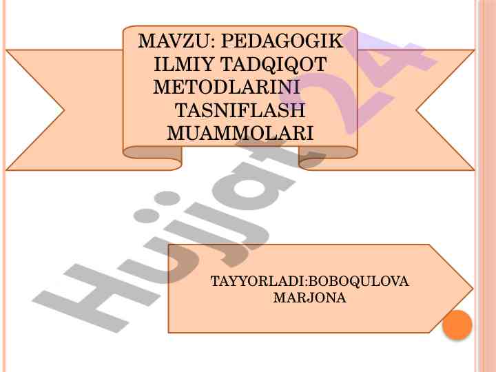 Pedagogik ilmiy tadqiqot metodlarini tasniflash