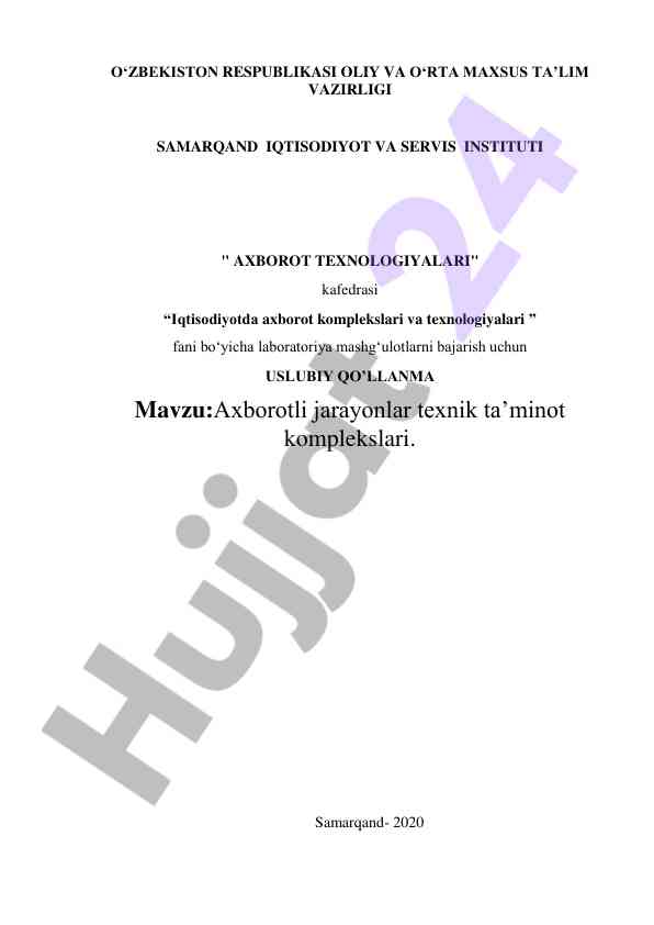 Iqtisodiyotda axborot texnologiyalari uslubiy qo‘llanma