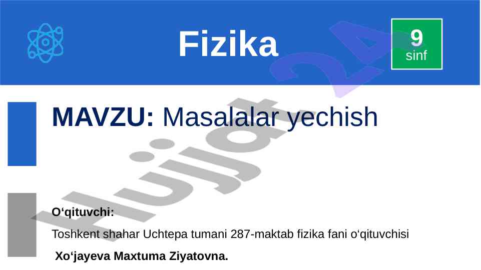 Masalalar yechish o‘quv qolanmalarida