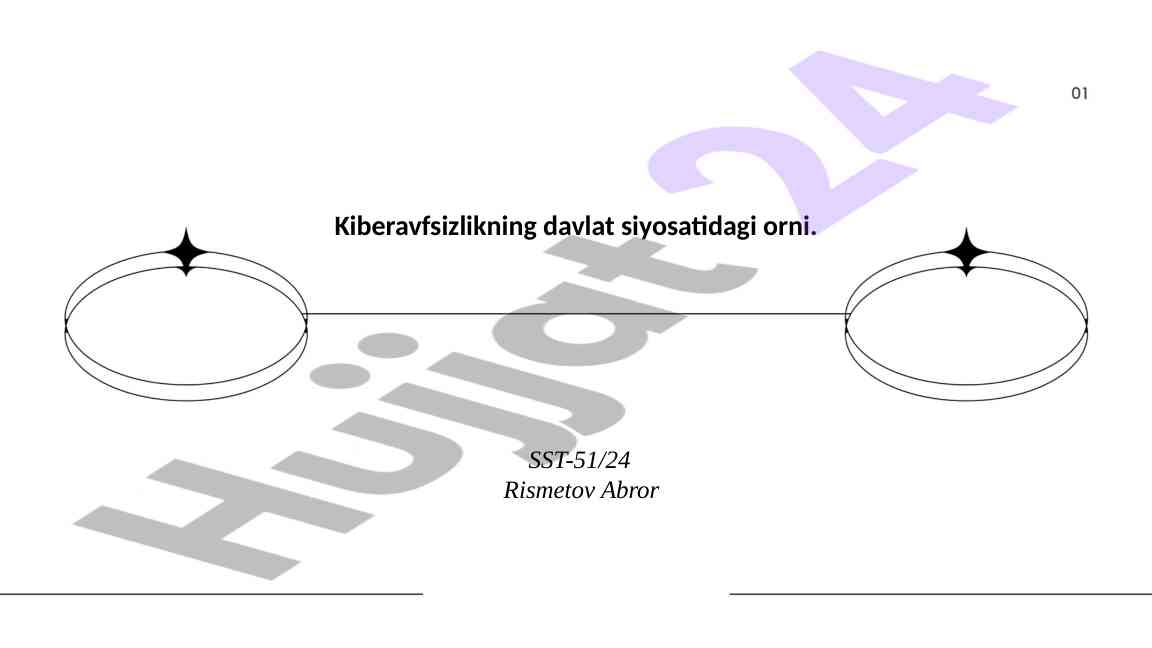 Kiberavfsizlikning davlat siyosatidagi o'rni