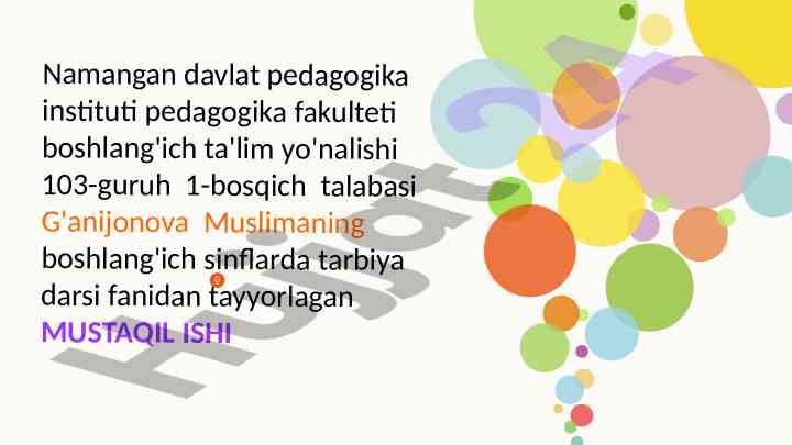 Umumiy o'rta ta'lim tizimida tarbiya jarayoni