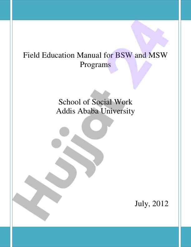 Field education manual for bsw and msw programs