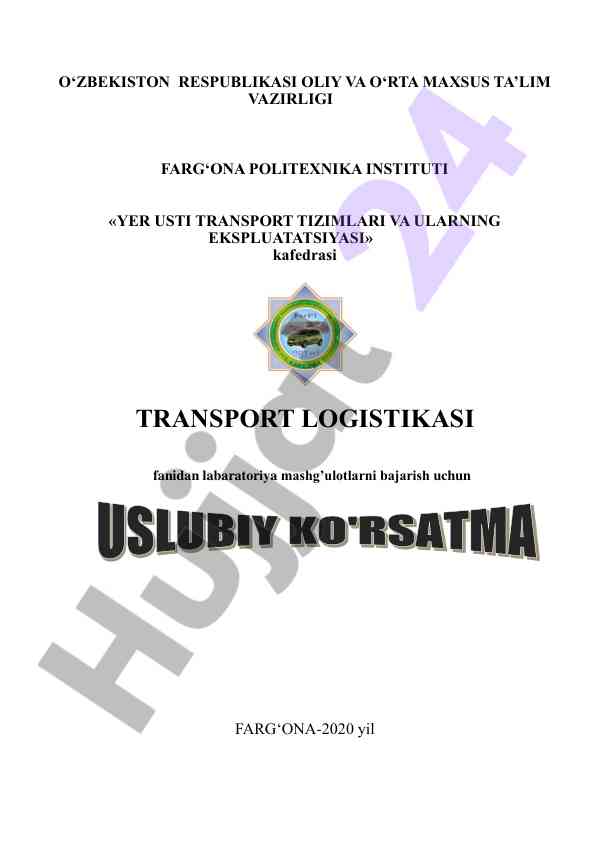 Transport logistikasi fanidan laboratoriya mashg‘ulotlari