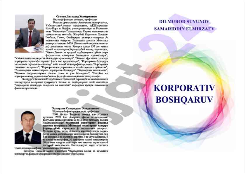 Korporativ boshqaruv darsligi oliy maktablar uchun