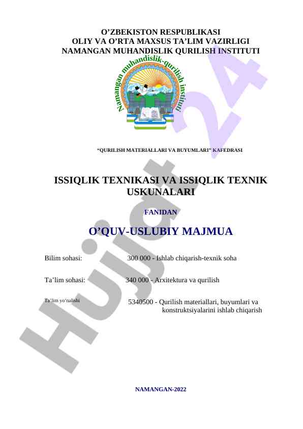 Issiqlik Texnikasi Va Issiqlik Texnik Uskunalari