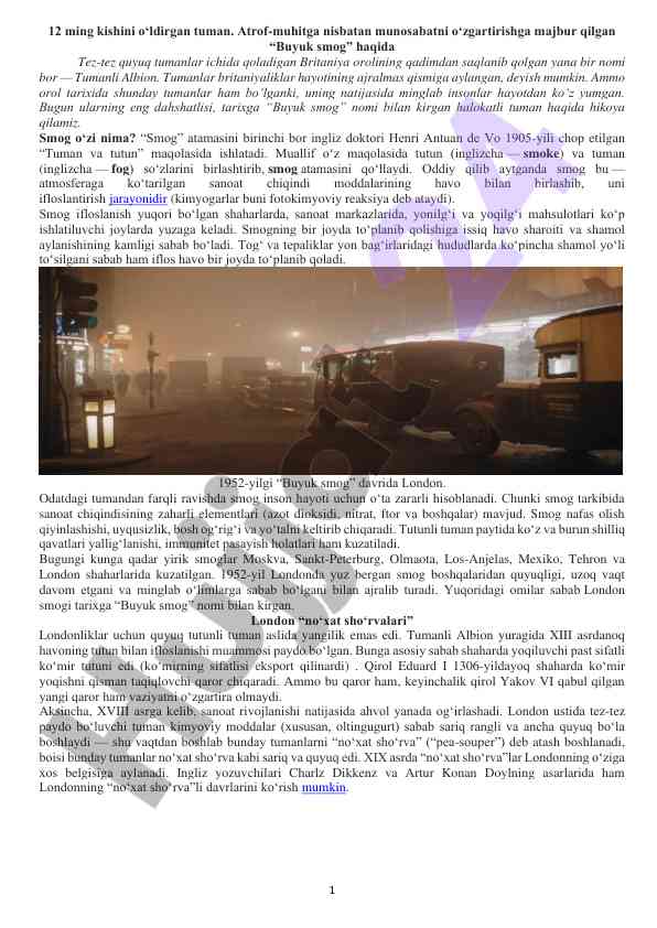 Buyuk smog: britaniya tumanlarining tarixi