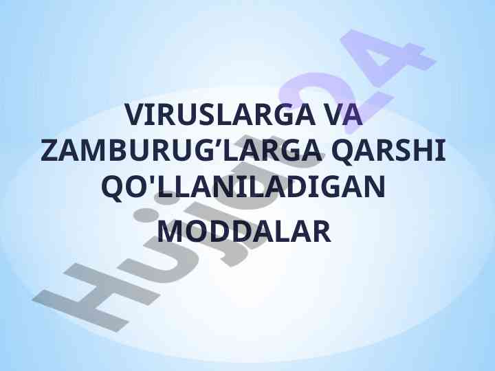 Viruslarga qarshi qo'llaniladigan moddalar tahlili