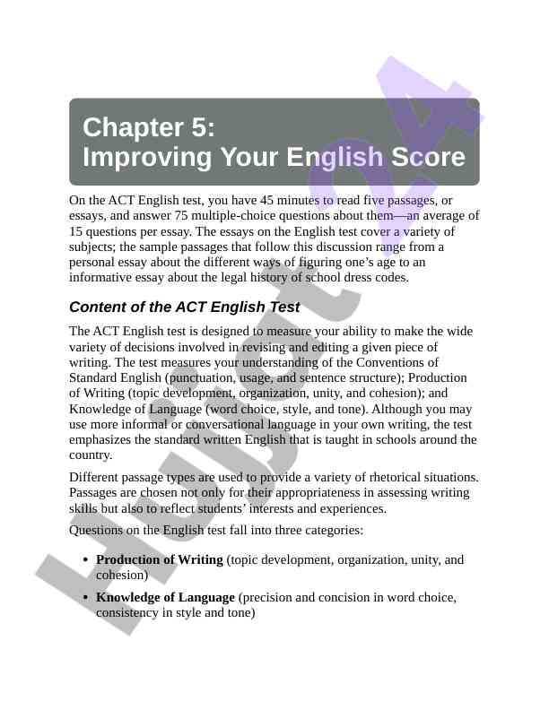 Improving english score on the act english test