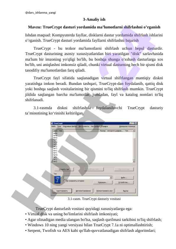 Truecrypt dasturi bilan malumotlarni shifrlash