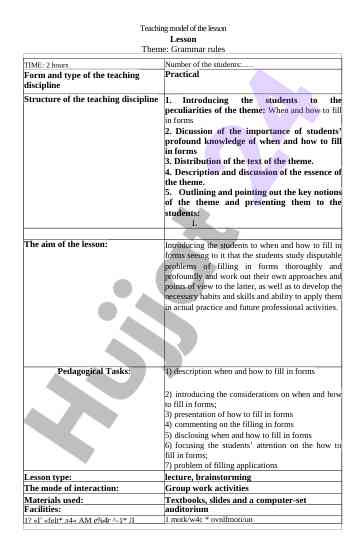 Grammar rules and lesson planning for nurses