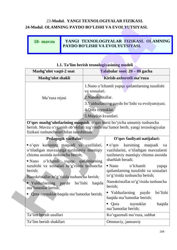 Yangi texnologiyalar fizikasi o‘qitish metodikalari