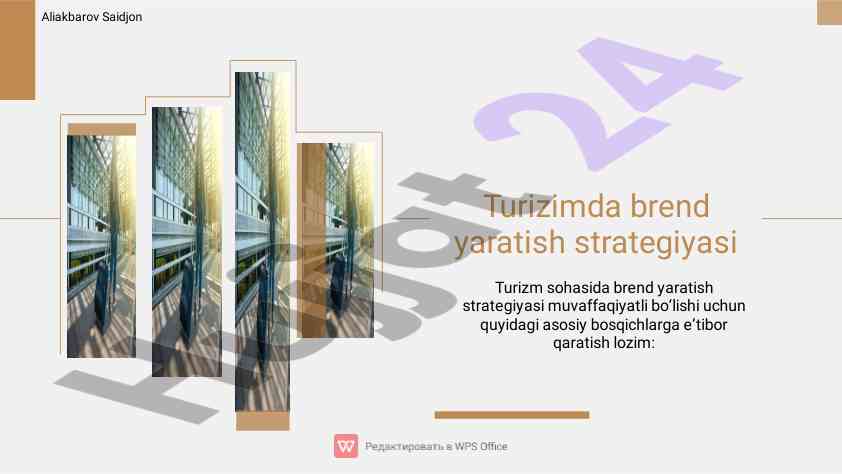 Turizmda brend yaratish strategiyasi muhim asoslari