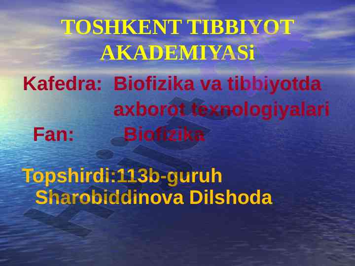 Biologik suyuqliklarning yopishqoqligini aniqlash