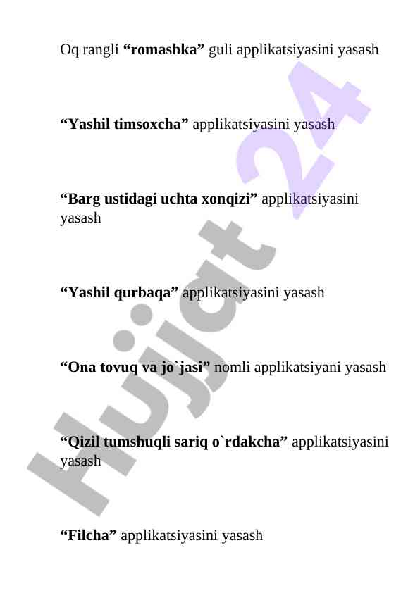 Applikatsiyalarni yasash bo'yicha qo'llanma