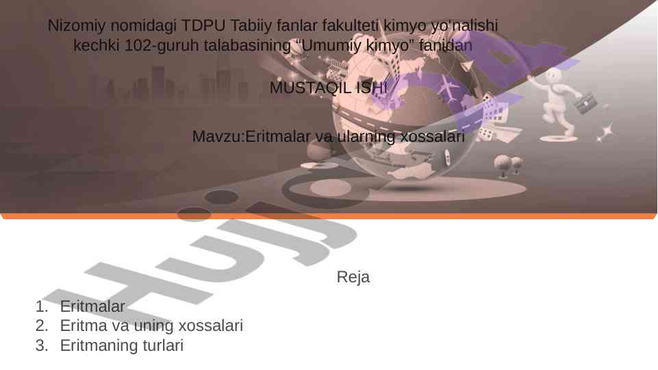 Umumiy kimyo fanidan mustaqil ish eritmalar