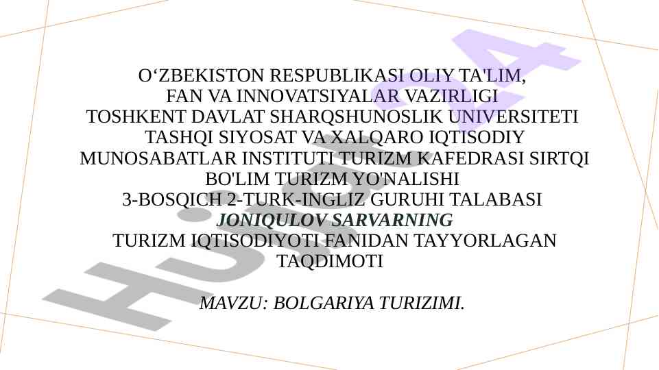 Bolgariya Turizimi Taqdimoti
