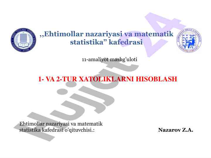 Ehtimollar nazariyasi va matematik statistika