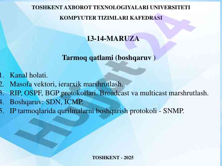 Tarmoq qatlami va boshqaruv protokollari