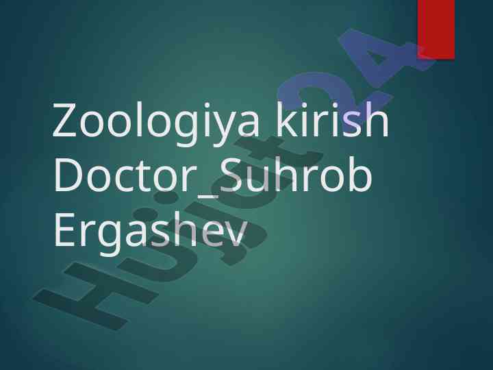 Zoologiya kirishi va yashash muhiti tahlili