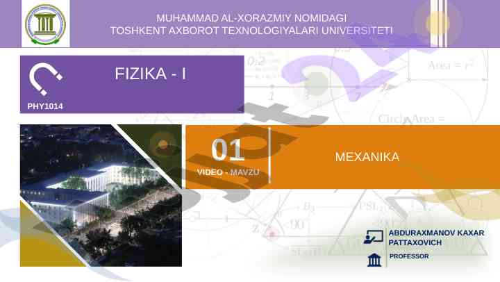 Fizika fani ta’limi va mexanika mavzusi
