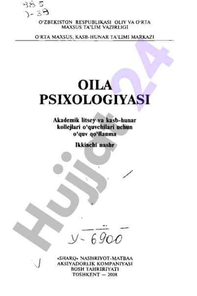 Oila psixologiyasi darsligi ikkinchi nashr