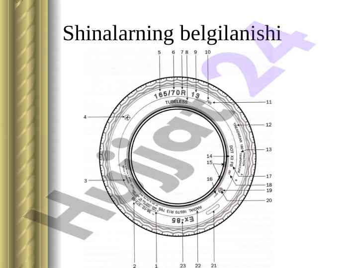 Avtoshinalarning belgilanishi analizi va tahlili