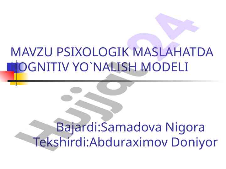 Kognitiv psixologiya va psixologik maslahatlar