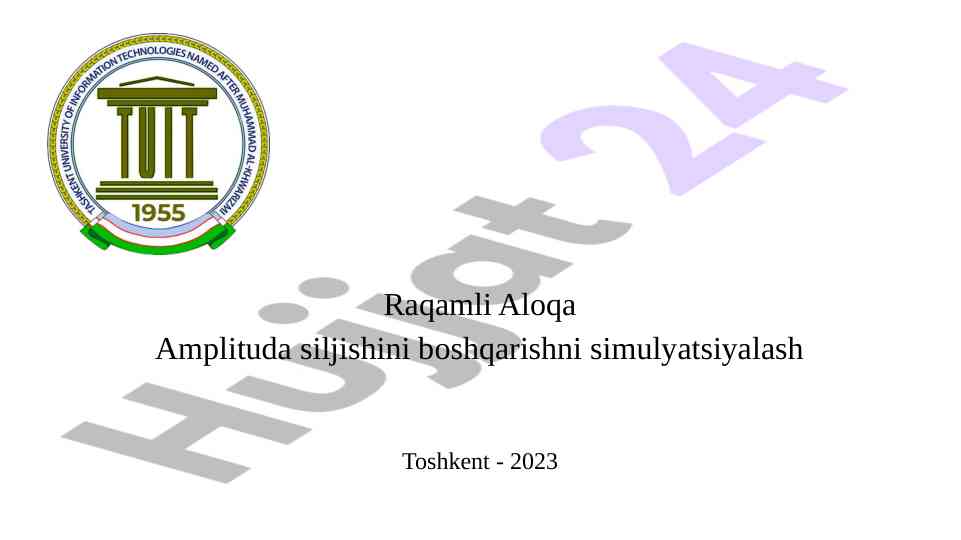 Raqamli aloqa amplituda siljishini simulyatsiyalash