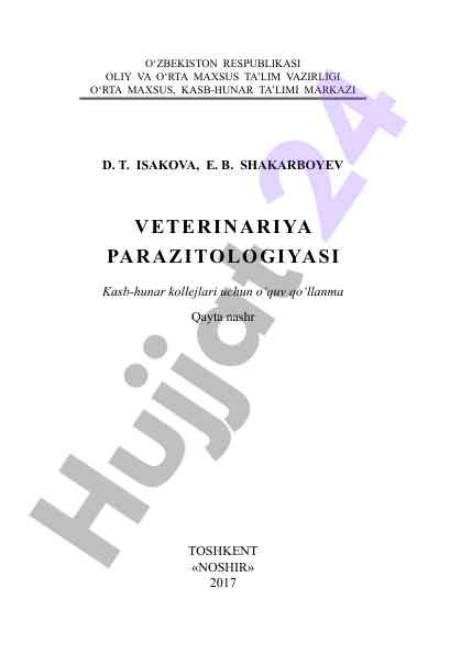 Veterinariya parazitologiyasi o‘quv qo‘llanmasi