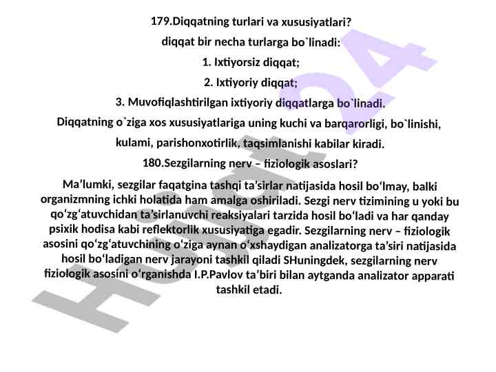 Diqqatning turlari va sezgilar fiziologiyasi