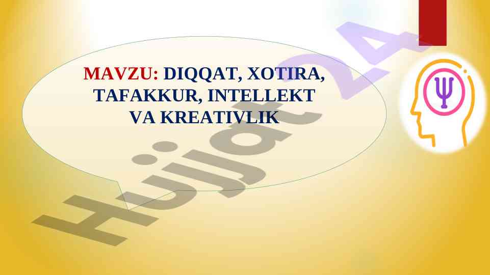 Diqqat, xotira, tafakkur, intellekt va kreativlik