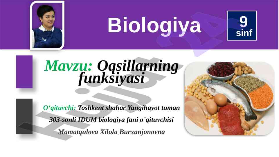 Oqsillarning funksiyalari haqida ma'lumotlar