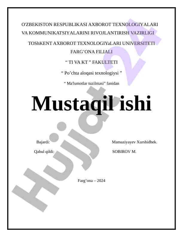 Ma'lumotlarni saralash algoritmlari o'rganilishi