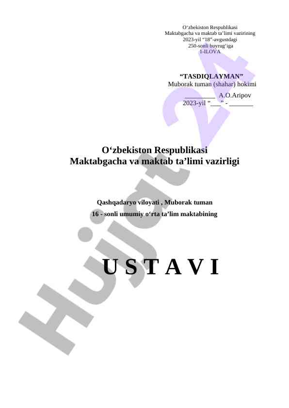 Maktab ustavi va ta’lim tizimi qoidalari