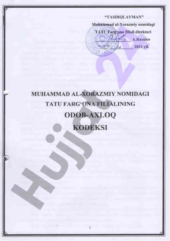 Oliy ta’limda odob-axloq kodeksi qoidalari