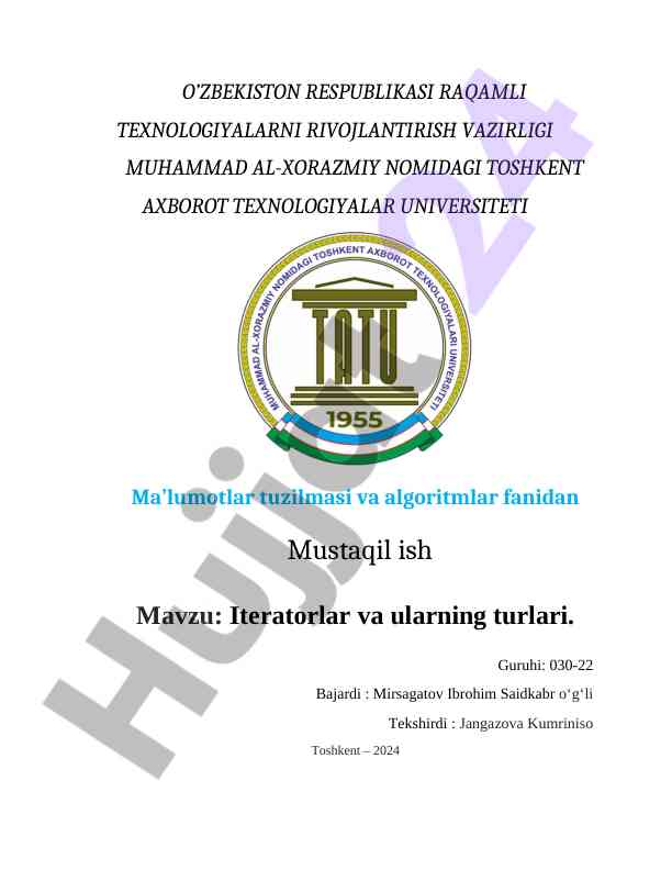 Iteratorlar va ularining turlari haqida ma'lumot